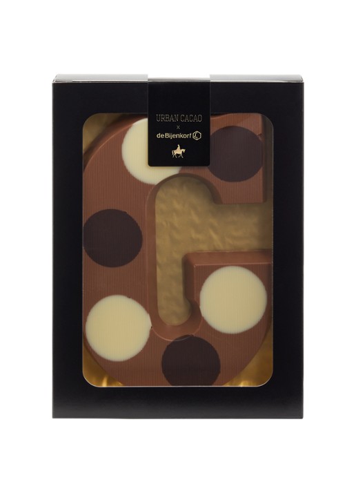 Urban Cacao Melk chocoladeletter gevlekt 200 gram - voorkant g