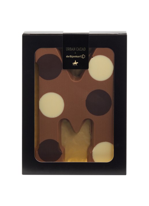 Urban Cacao Melk chocoladeletter gevlekt 200 gram - voorkant m