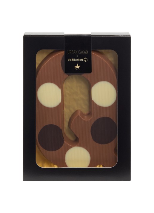 Urban Cacao Melk chocoladeletter gevlekt 200 gram - voorkant q