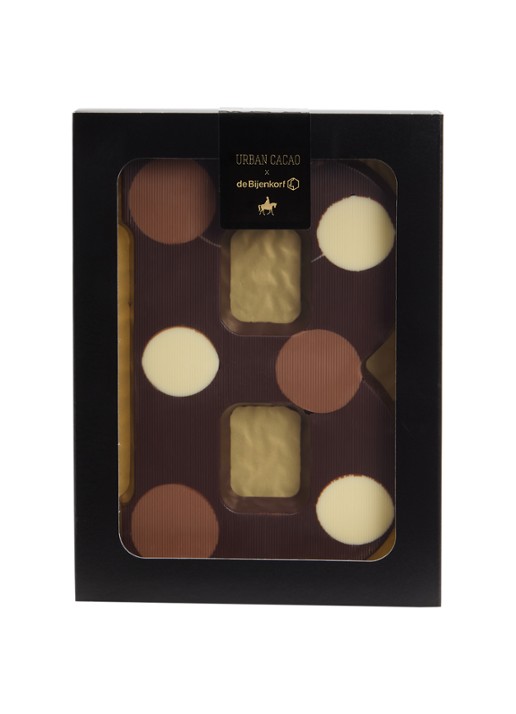 Urban Cacao Pure chocoladeletter gevlekt 200 gram - voorkant b