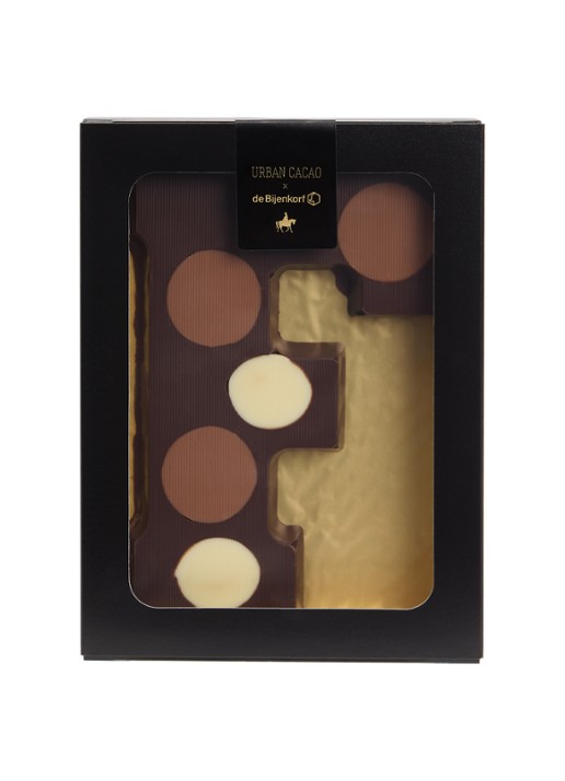 Urban Cacao Pure chocoladeletter gevlekt 200 gram - voorkant f