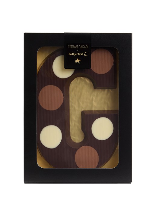Urban Cacao Pure chocoladeletter gevlekt 200 gram - voorkant g