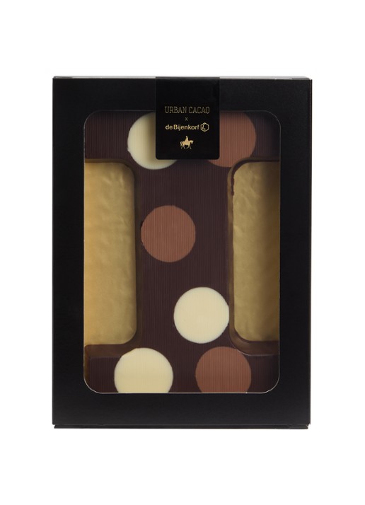 Urban Cacao Pure chocoladeletter gevlekt 200 gram - voorkant i