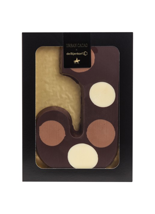 Urban Cacao Pure chocoladeletter gevlekt 200 gram - voorkant j