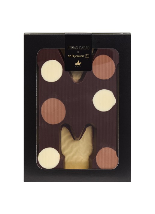 Urban Cacao Pure chocoladeletter gevlekt 200 gram - voorkant m
