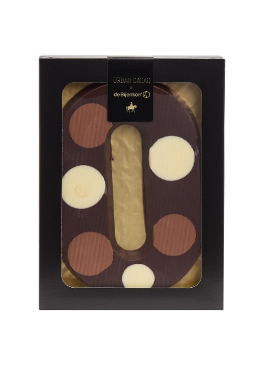 Urban Cacao Pure chocoladeletter gevlekt 200 gram - voorkant o