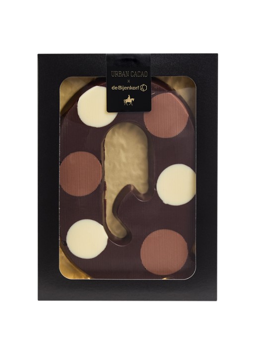 Urban Cacao Pure chocoladeletter gevlekt 200 gram - voorkant q