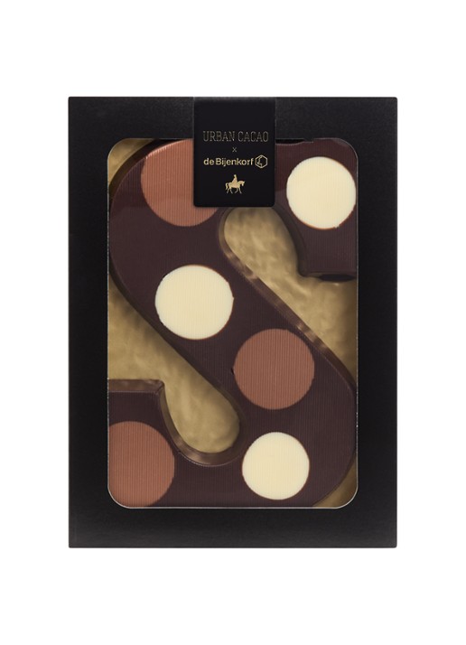 Urban Cacao Pure chocoladeletter gevlekt 200 gram - voorkant s