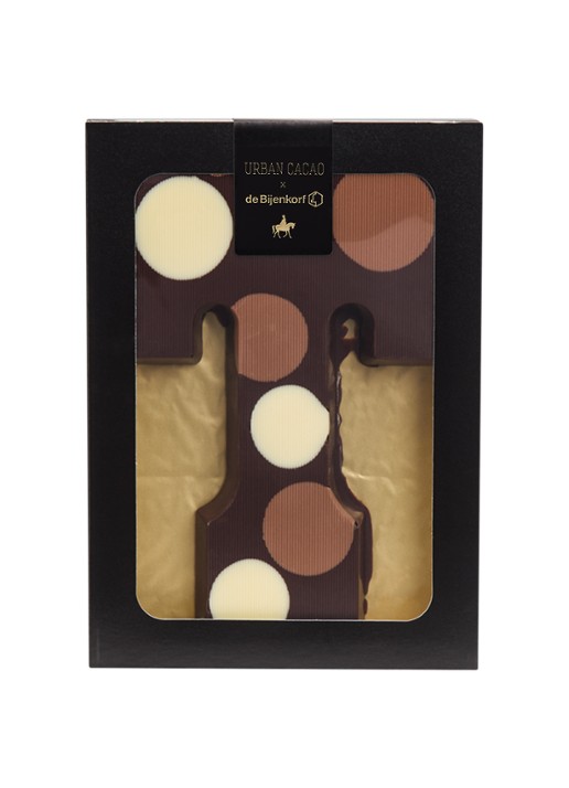 Urban Cacao Pure chocoladeletter gevlekt 200 gram - voorkant t