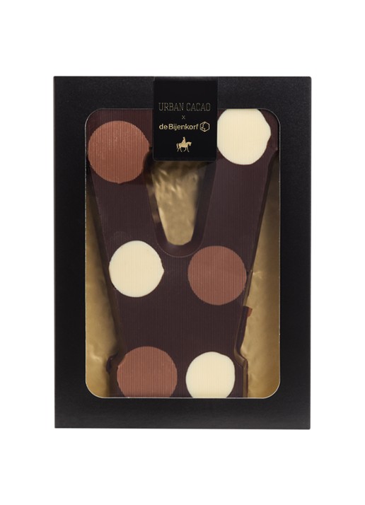 Urban Cacao Pure chocoladeletter gevlekt 200 gram - voorkant v