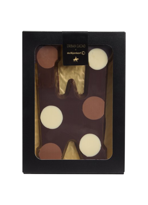 Urban Cacao Pure chocoladeletter gevlekt 200 gram - voorkant w