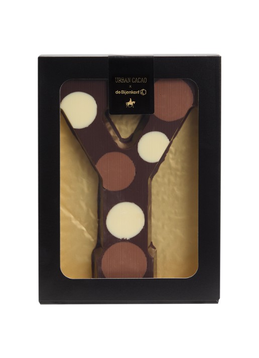 Urban Cacao Pure chocoladeletter gevlekt 200 gram - voorkant y