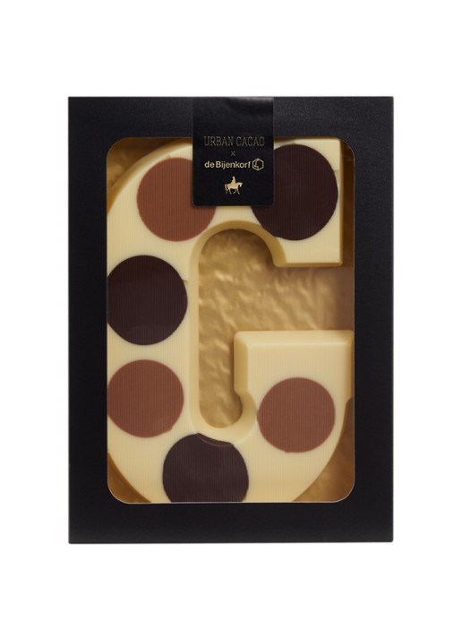 Urban Cacao Witte chocoladeletter gevlekt 200 gram - voorkant g
