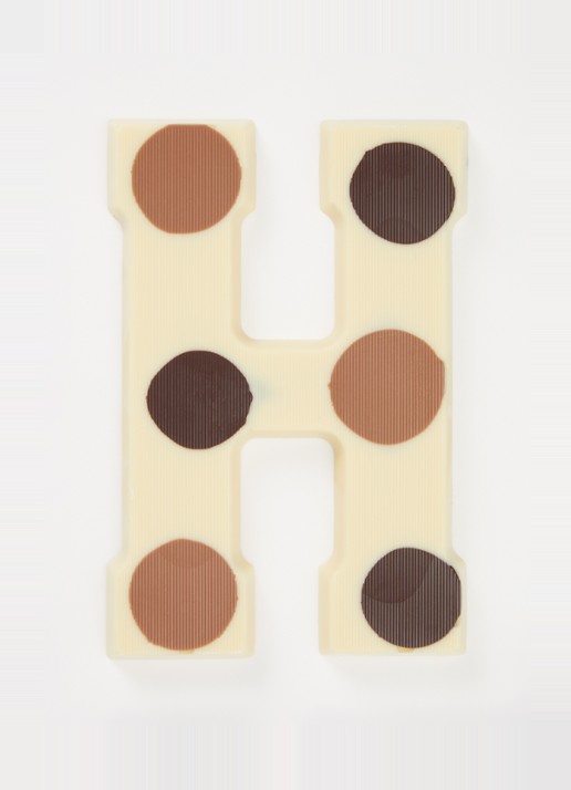 Urban Cacao Witte chocoladeletter gevlekt 200 gram - voorkant 2 h