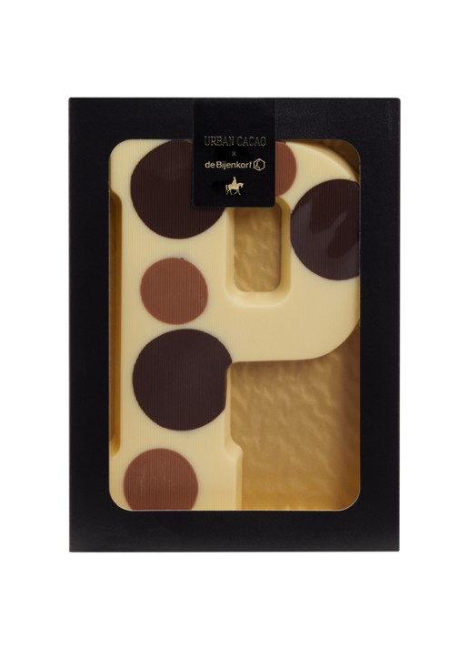 Urban Cacao Witte chocoladeletter gevlekt 200 gram - voorkant p