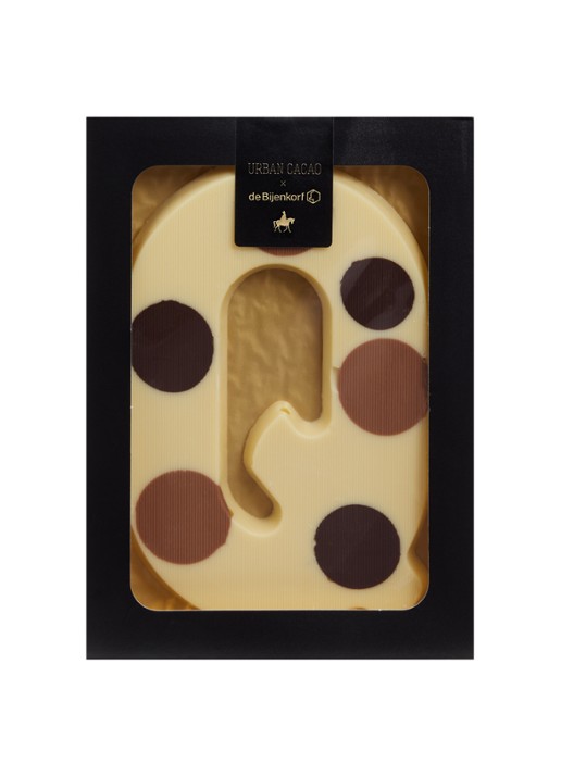 Urban Cacao Witte chocoladeletter gevlekt 200 gram - voorkant q