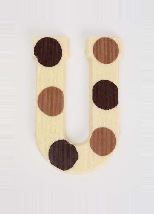 Urban Cacao Witte chocoladeletter gevlekt 200 gram - voorkant 2 u