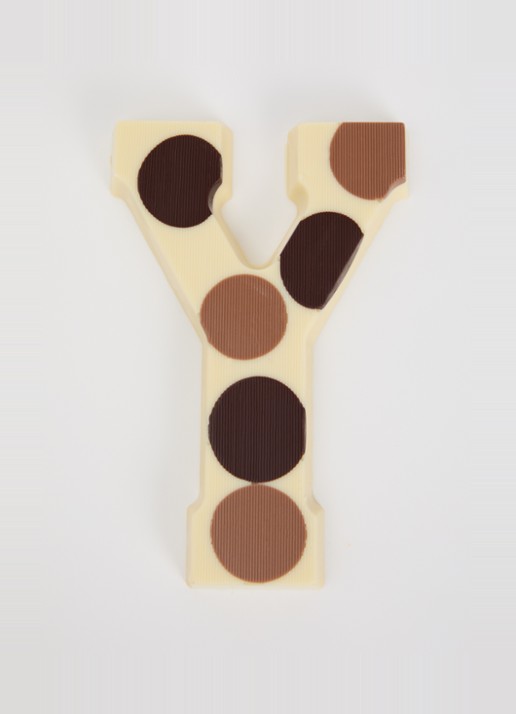 Urban Cacao Witte chocoladeletter gevlekt 200 gram - voorkant 2 y