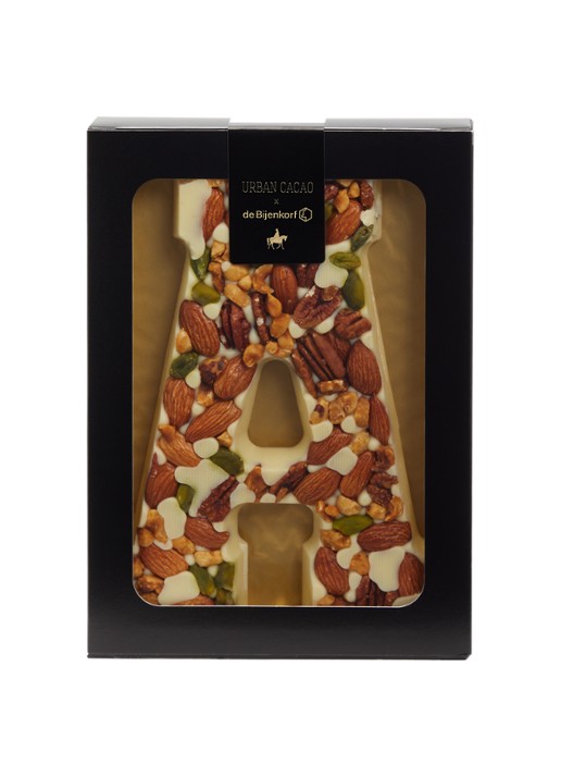 Urban Cacao Witte chocoladeletter met noten 180 gram