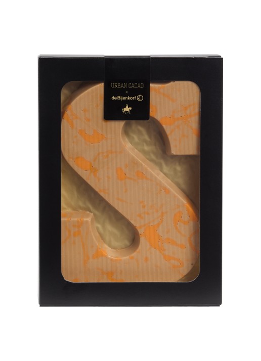 Urban Cacao Witte karamel chocoladeletter met speculaas en chai 195 gram