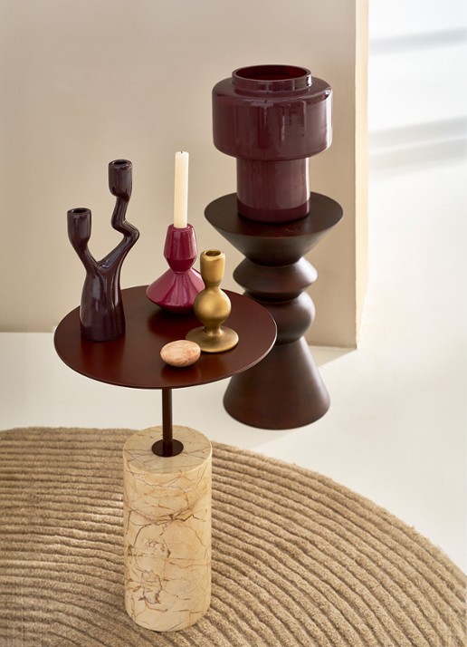 Urban Nature Culture Adora kandelaar 27 cm - voorkant 2 aubergine