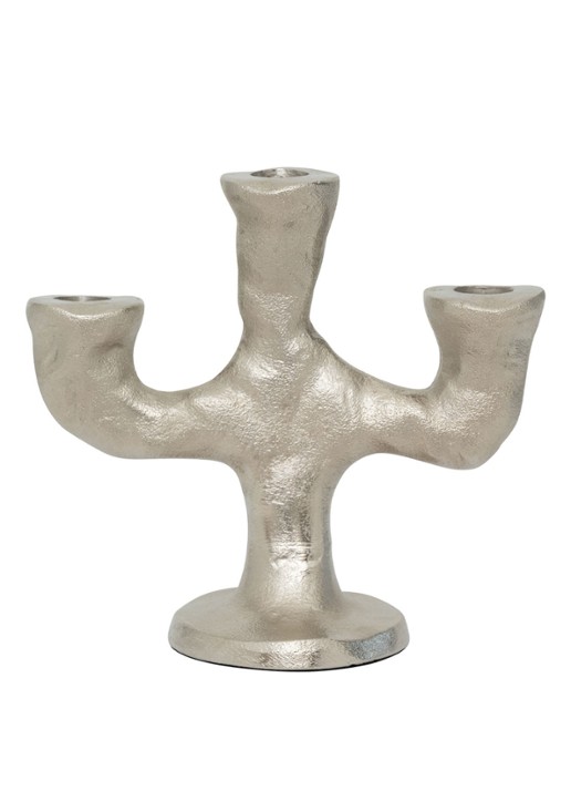 Urban Nature Culture D'argento kandelaar 18 cm - voorkant zilver