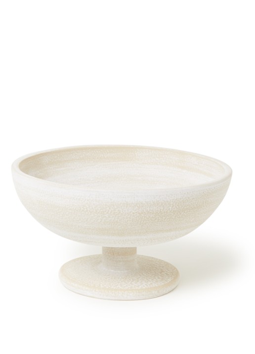 Urban Nature Culture Earthly schaal op voet 25,5 cm - voorkant gebroken wit