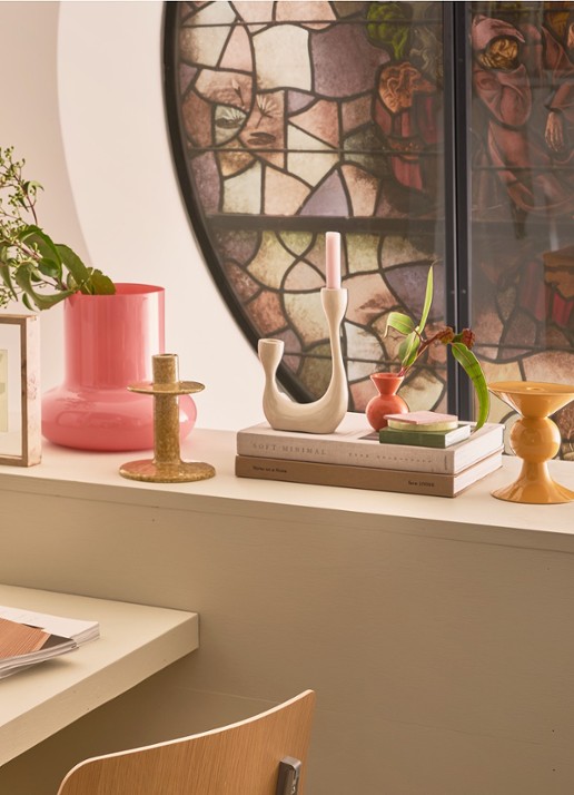 Urban Nature Culture Palesa kandelaar 21,5 cm - voorkant 2 beige