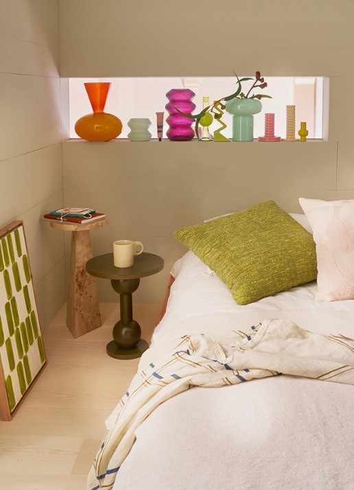 Urban Nature Culture Skye XL waxinelichthouder 12,5 cm - voorkant 3 lichtgroen