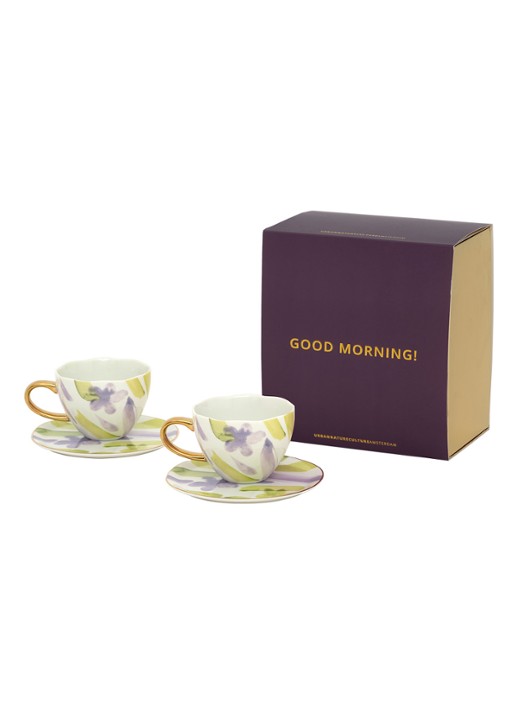 Urban Nature Culture Urban Nature Culture Good Morning Cup Cappuccino/Tea and Plate liatris/Kusha, set of 4, in gift pack