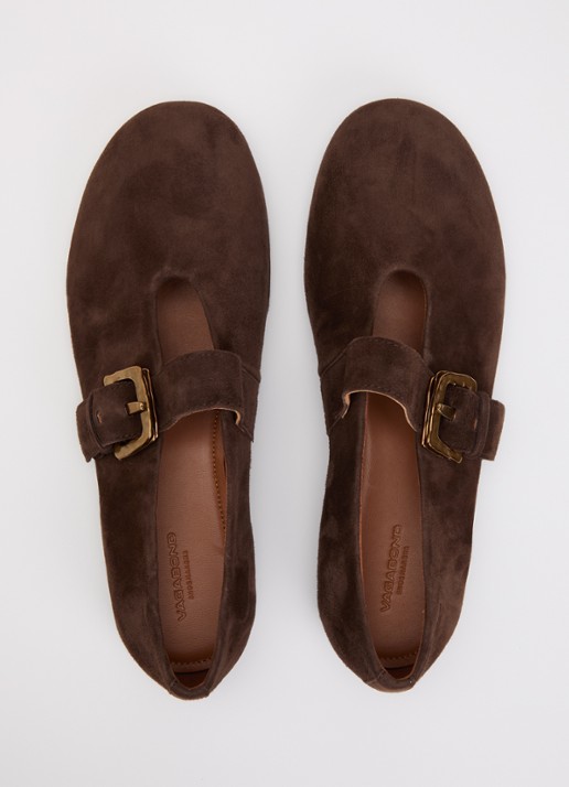Vagabond Shoemakers Aleya ballerina van geitensuède - detail 2 bruin