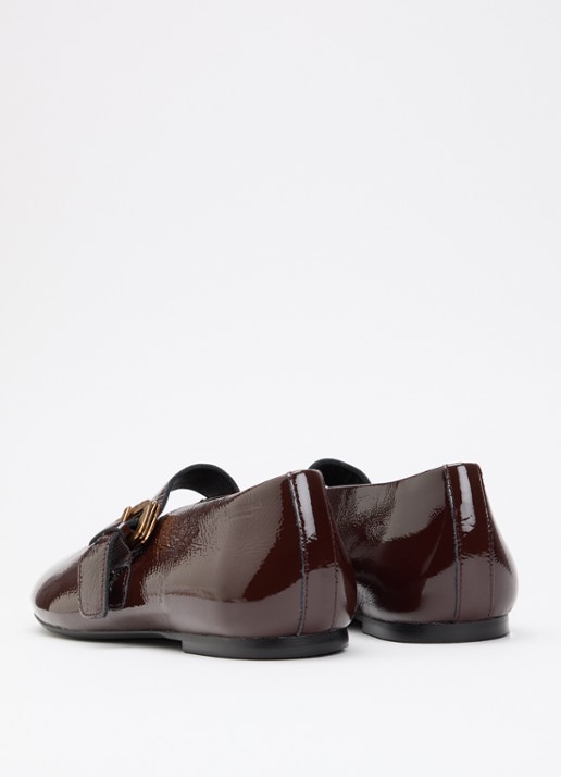 Vagabond Shoemakers Aleya ballerina van lakleer - achterkant chocoladebruin