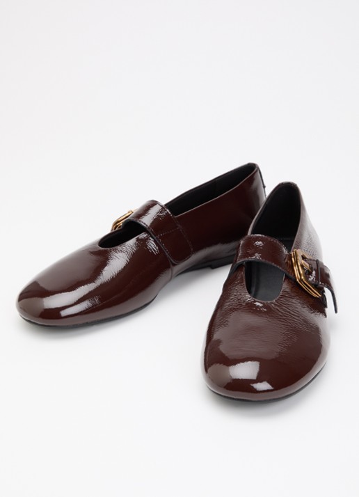 Vagabond Shoemakers Aleya ballerina van lakleer - detail 2 chocoladebruin