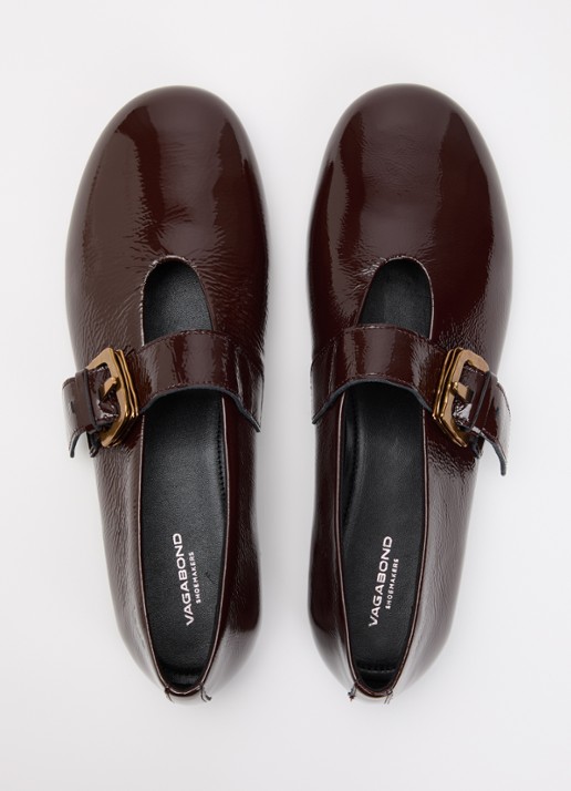Vagabond Shoemakers Aleya ballerina van lakleer - detail 3 chocoladebruin