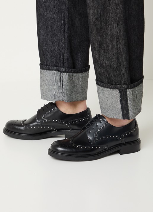 Vagabond Shoemakers Freya veterschoen van leer met studs - voorkant 2 zwart