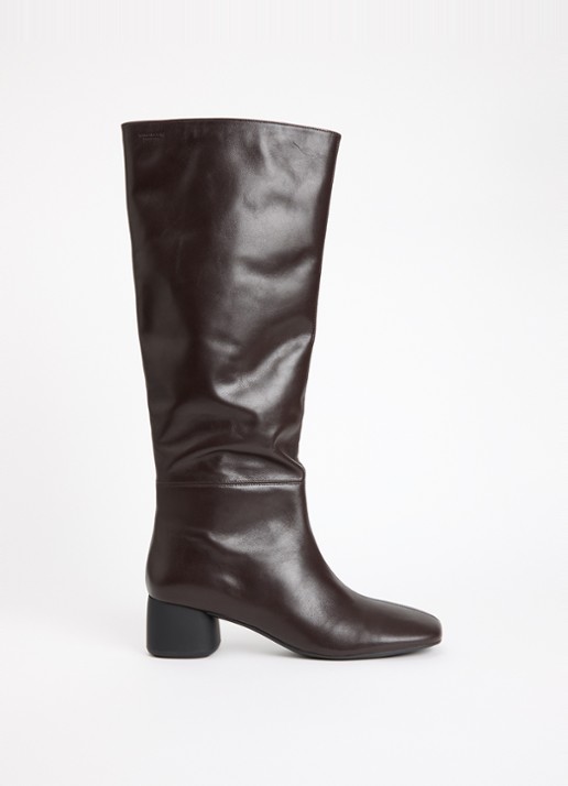 Vagabond Shoemakers Livia overknee laars van leer - voorkant 3 chocoladebruin