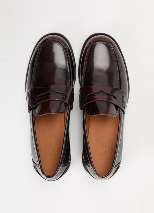 Vagabond Shoemakers Steven loafer van leer met lakfinish - detail 2 bordeauxrood