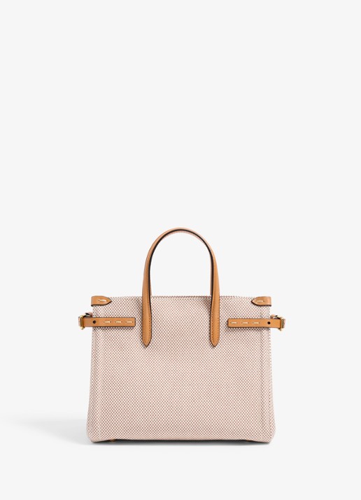Valentino Garavani Antibes Small shopper van canvas met leren details - achterkant 6 camel