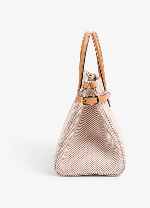 Valentino Garavani Antibes Small shopper van canvas met leren details - detail 2 camel