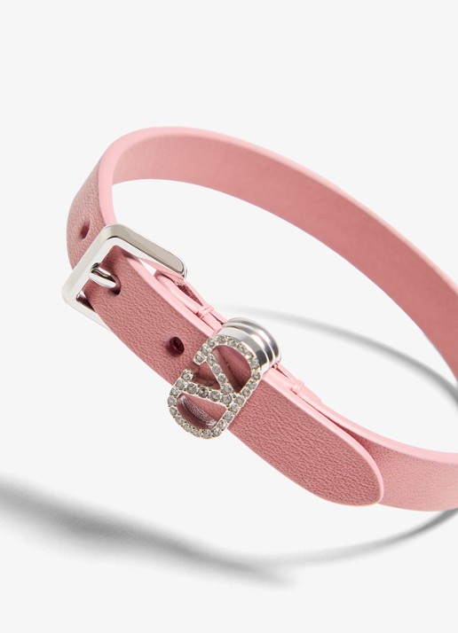 Valentino Garavani Armband van kalfsleer met logo - detail 3 roze