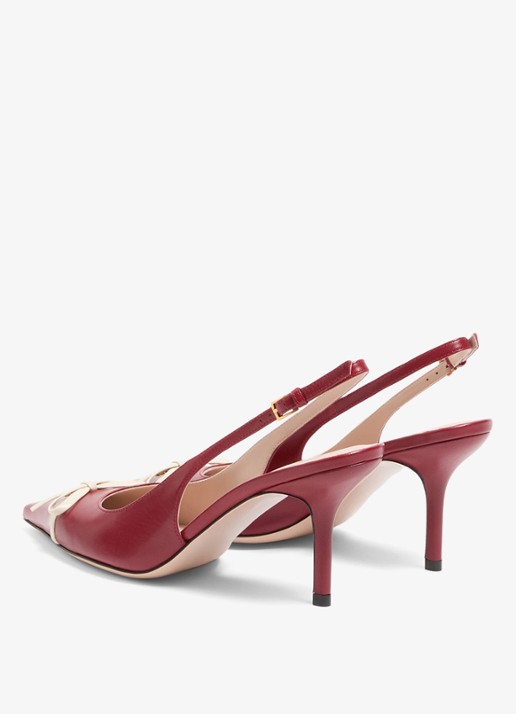 Valentino Garavani Bepointy slingback van geitenleer met lakleren details - achterkant rood