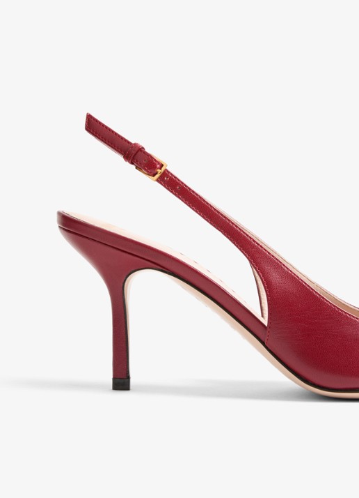 Valentino Garavani Bepointy slingback van geitenleer met lakleren details - detail 7 rood