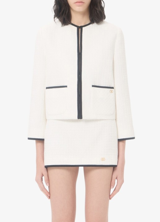 Valentino Garavani Blazer met tweed-look - detail 2 wit