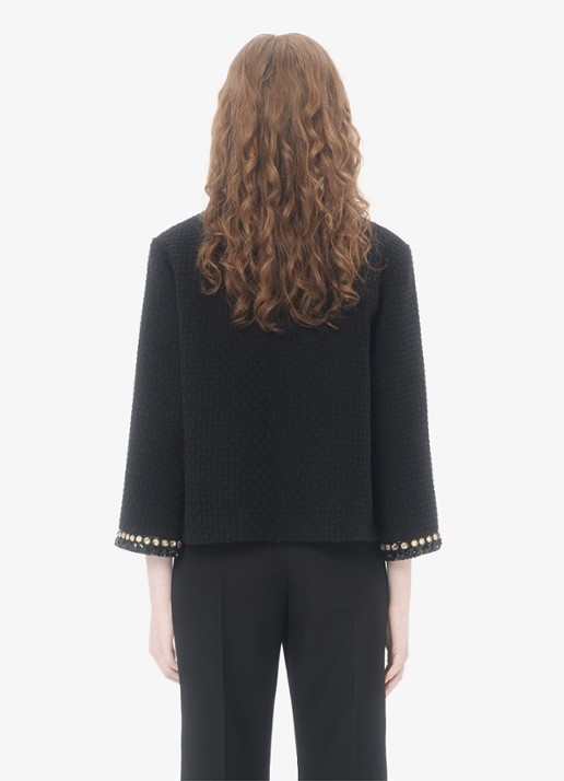 Valentino Garavani Blazer van tweed met strass - achterkant zwart
