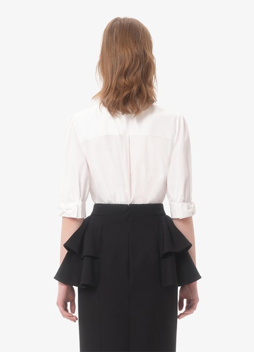 Valentino Garavani Blouse met pofmouw - achterkant 3 wit