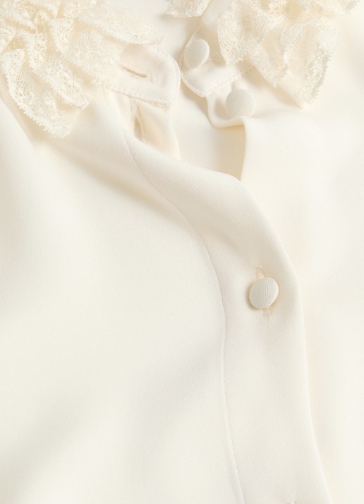 Valentino Garavani Blouse van zijde met details van kant - detail 7 gebroken wit