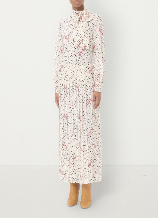 Valentino Garavani Blouse van zijde met logoprint en strikkraag - voorkant 7 creme
