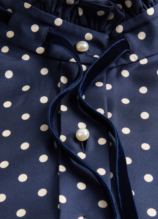 Valentino Garavani Blouse van zijde met stippenprint - detail 7 donkerblauw