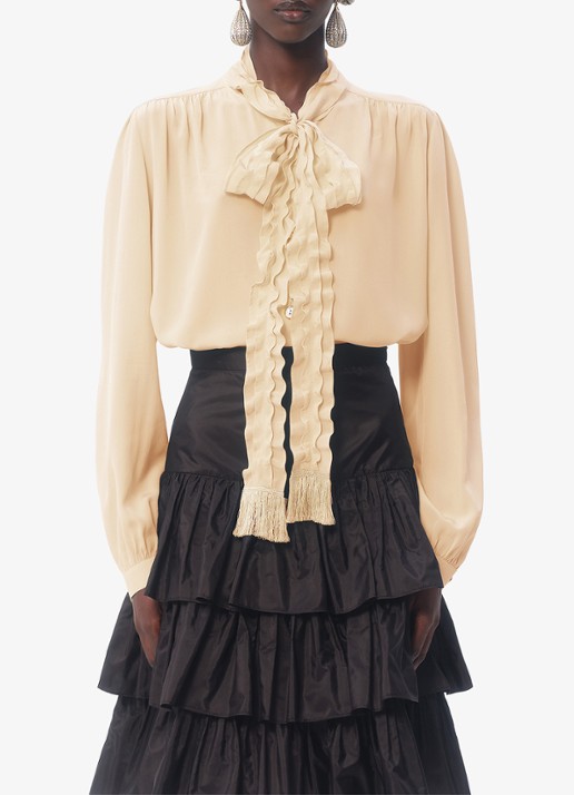 Valentino Garavani Blouse van zijde met strikkraag