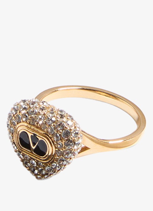 Valentino Garavani Coeur Royal ring met logo - detail zwart